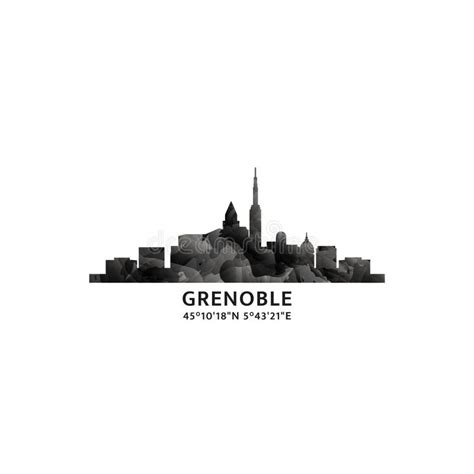 grenoble panorama vector badge skyline logo  icon france city