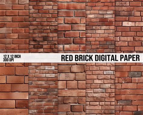 Red Brick Digital Papers Brick Digital Paper 10 Designs Brick