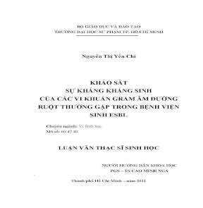 khảo sát vi khuẩn gram âm đường ruột kháng kháng sinh