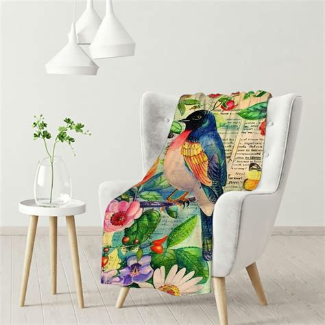 Ulloord Bird Blanket Retro Rose Flower Butterfly Blanket Home