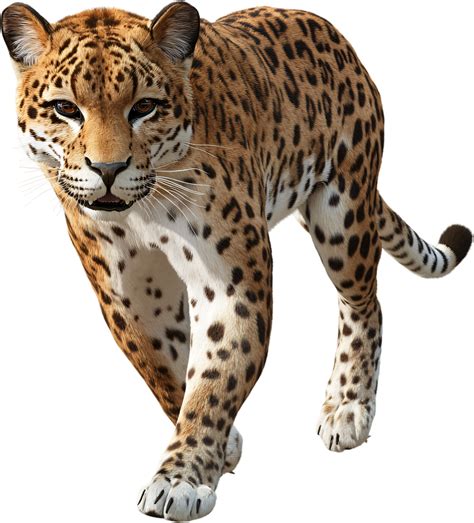 A majestic jaguar with rosette-patterned coat, captured mid-stride