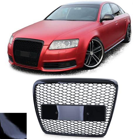 Grille calandre Audi A6 C6 4F 08 11 look RS6 Noir Laqué