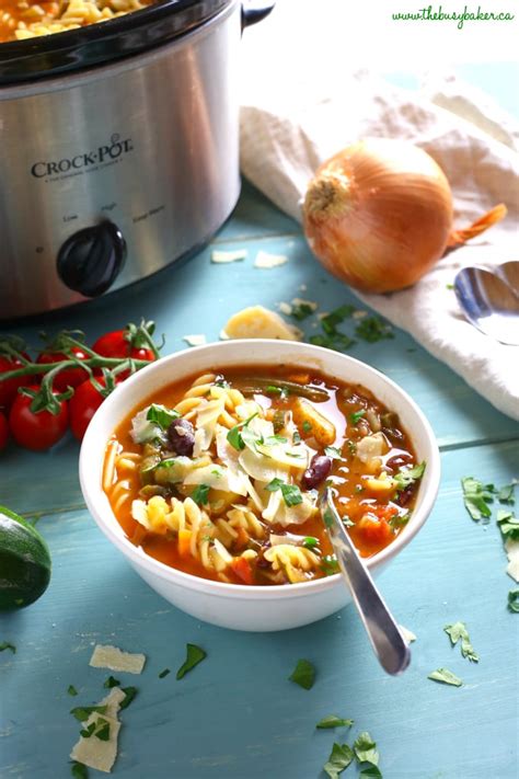 Best Ever Slow Cooker Minestrone Soup - The Busy Baker