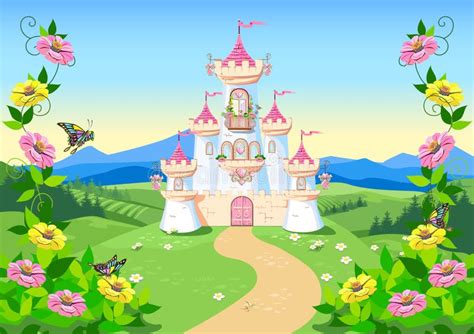 Fondo De Cuento De Hadas Con Castillo De Princesa Ilustración del