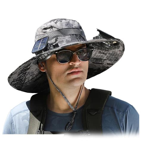 Arwgkavx Wide Brim Solar Fan Outdoor Fishing Hat With 2 Solar Fans