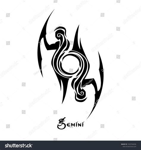 Gemini Zodiac Sign Tattoo Art Vector Stock Vector (Royalty Free ...