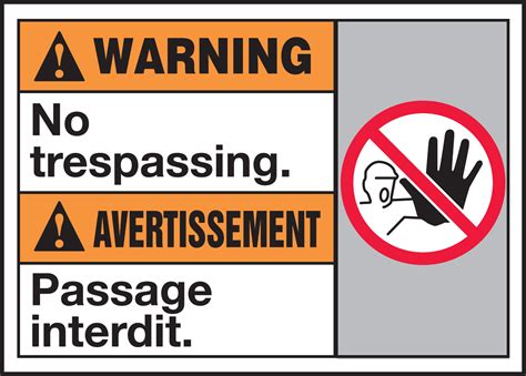 No Trespassing Bilingual Ansi Warning Safety Sign Mafc317