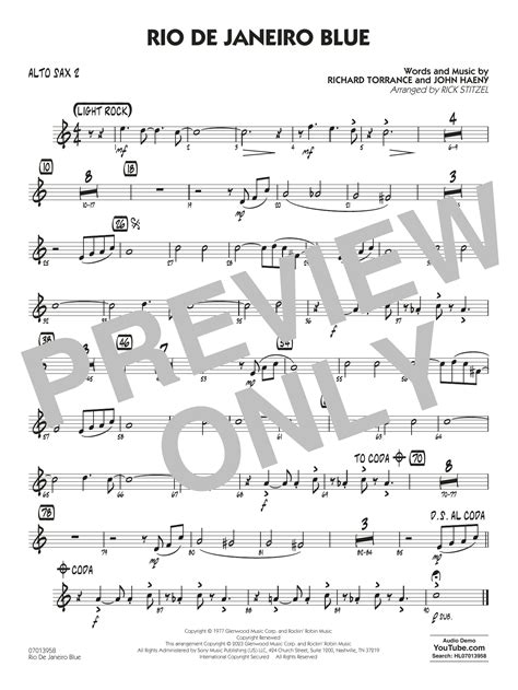 Rio De Janeiro Blue Key C Min Arr Rick Stitzel Alto Sax 2 By