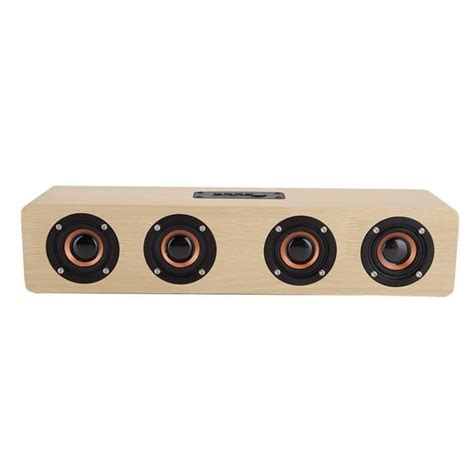 Sonew Enceinte Bluetooth En Bois Avec Subwoofer W Carte Tf Fm