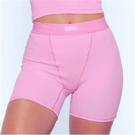 Nwtskimsbubblegum Pinkcotton Rib Shorts Bubblegum Pink Pink Cotton