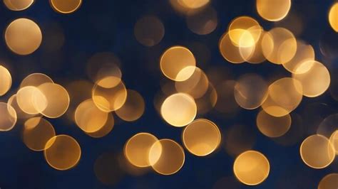 Abstract Bokeh Background Golden Bokeh Circles On A Dark Blue