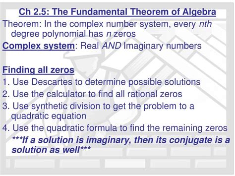 Ppt Ch The Fundamental Theorem Of Algebra Powerpoint