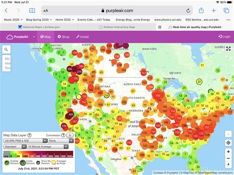 National Air Quality Maps From Western Wildfires Energy Blog