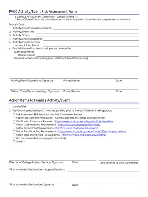 Fillable Online Pvc Maricopa Pvcc Risk Assessment General Information