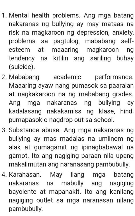 Ano Ang Nagiging Epekto Sa Kalusugan Ng Bullying Brainly Ph