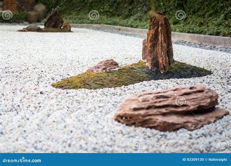 Zen Gardens Typically Contain Gravel And Bare Stones Stock Photo