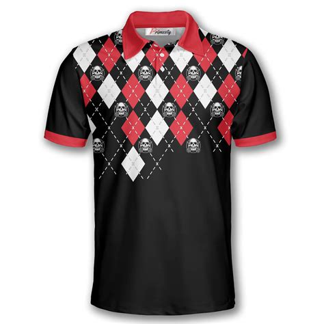 Darts Skull Argyle Pattern Custom Polo Shirts For Men Primesty