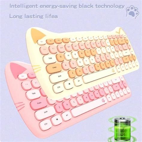 Ensemble Clavier Et Souris Gaming Sans Fil Cute Cat Keyboard And Mouse