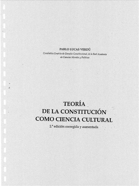 Pablo Lucas Verdú Teoría De La Constitucion Como Ciencia Cultural Pdf