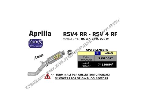 Arrow Silencer Gp With Stainless Intermediary For Aprilia Rsv Factory