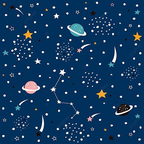 Hand Drawn Space Galaxy Vector Seamless Pattern Background Backdrop Illustration Hand