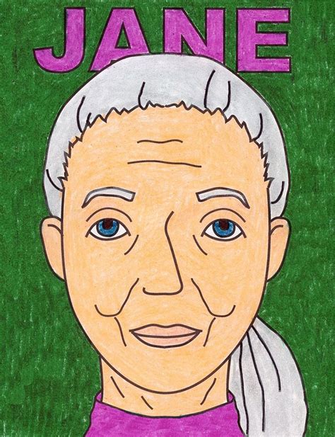 Easy How To Draw Jane Goodall Tutorial Video And Jane Goodall Coloring