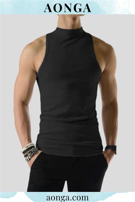 Aonga Mens Solid Half Collar Sleeveless Knit Tank K In 2024 Mens