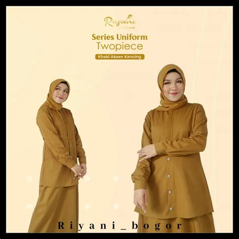 Gamis Kerja Khaki Aksen Kancing By Riyani Seragam Pns Seragam Dinas