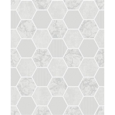 Fd42411 Ceramica Grey Hexagon Tile Wallpaper By Fine Décor