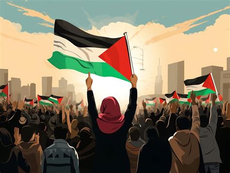 Premium AI Image | Palestinian Freedom Protest with Palestine Flag ...