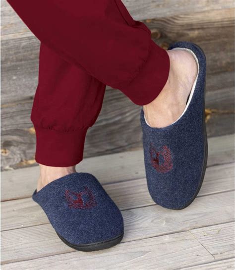 Men's Navy Fleece-Lined Slippers | Atlas For Men