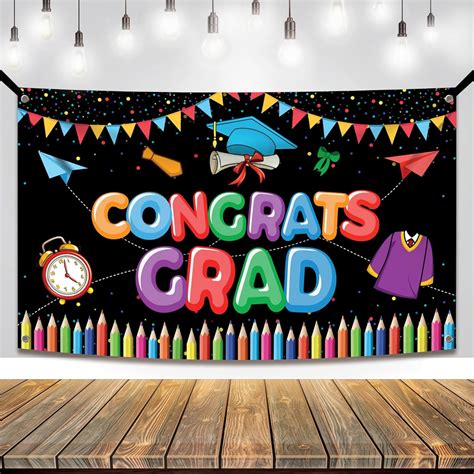 Kindergarten Congrats Grad Banner Large Congrats Grad Backdrop For Kindergarten Graduation