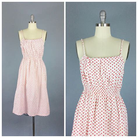 Sale 70s Red And White Polka Dot Dress 1970s Vintage Etsy Polka