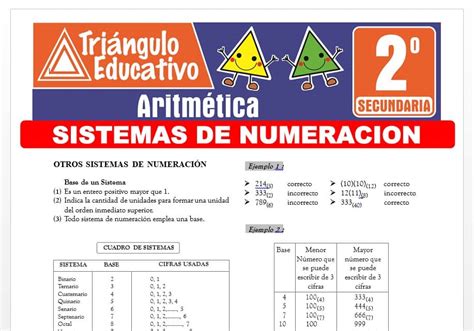 Otros Sistemas de Numeración para Segundo Grado de Secundaria Fichas