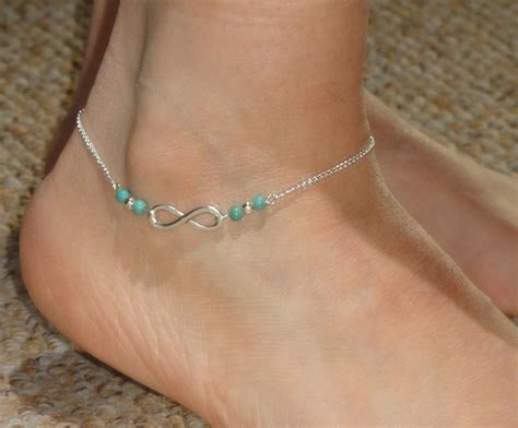 Infinity Anklet Silver Infinity Turquoise Ankle Bracelet Etsy Ankle