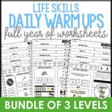 Life Skills Daily Warm Up Worksheets FREEBIE TpT