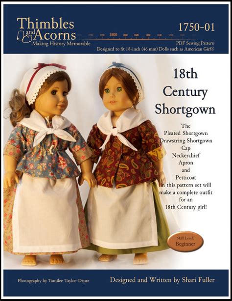 18th Century Shortgown Set 18 Inch Doll Clothes Pattern Fits Popular 18