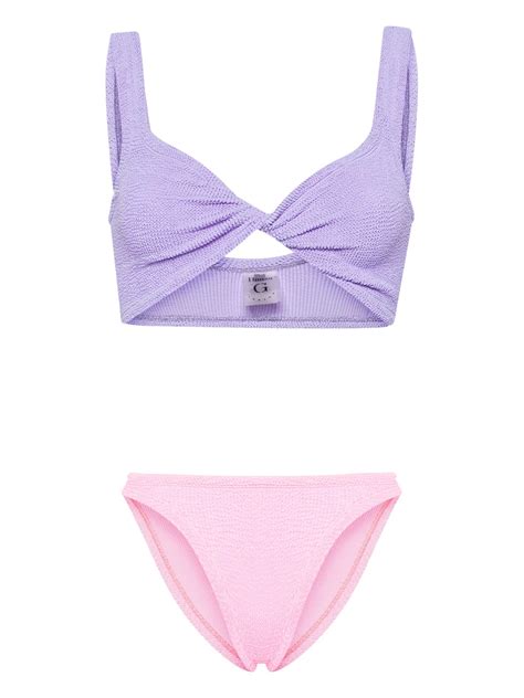 Hunza G Duo Juno Wrinkled Effect Bikini In Purple Lyst