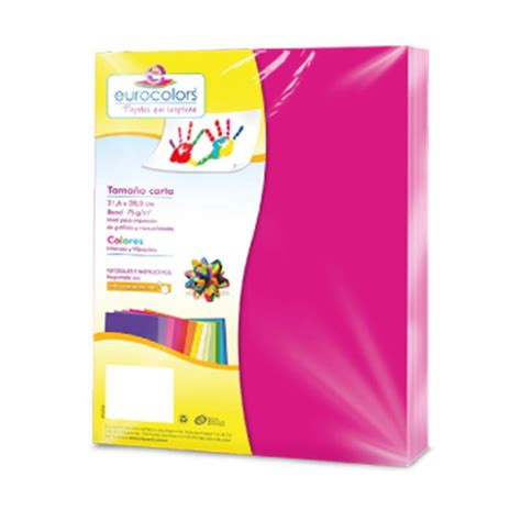 Papel Bond Carta Rosa Vibrante 100 Hjs Eurocolor Arpapel Papelería