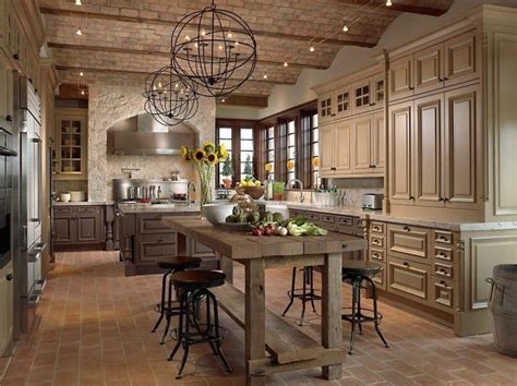 Deep Luxury And Rustic Style Meet In This Vast Kitchen Where Beige And