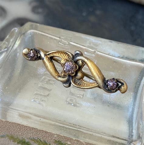 Vintage Victorian Rhinestone Pin Lingerie Small Bar Brooch Etsy