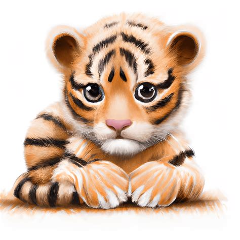 D Cute Baby Tiger With Dreamy Eyes Adorable Nursery Art Creative Fabrica