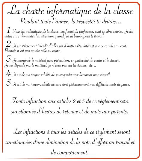 Charte Informatique Le Site De La Classe