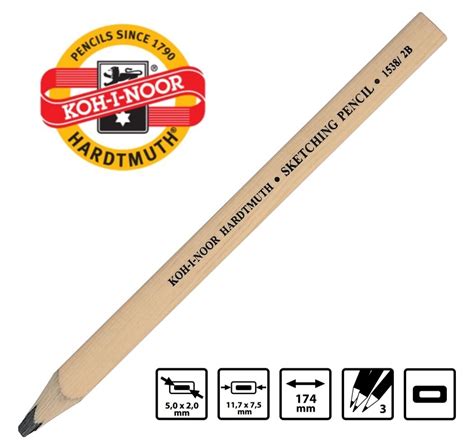 Koh I Noor Sketching Pencil 15386b Flat Starbox