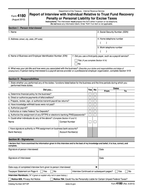 Irs Form 4180 Fillable Printable Forms Free Online