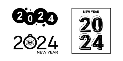 2024 New Year Logo Text Design Set 2024 Number Design Template