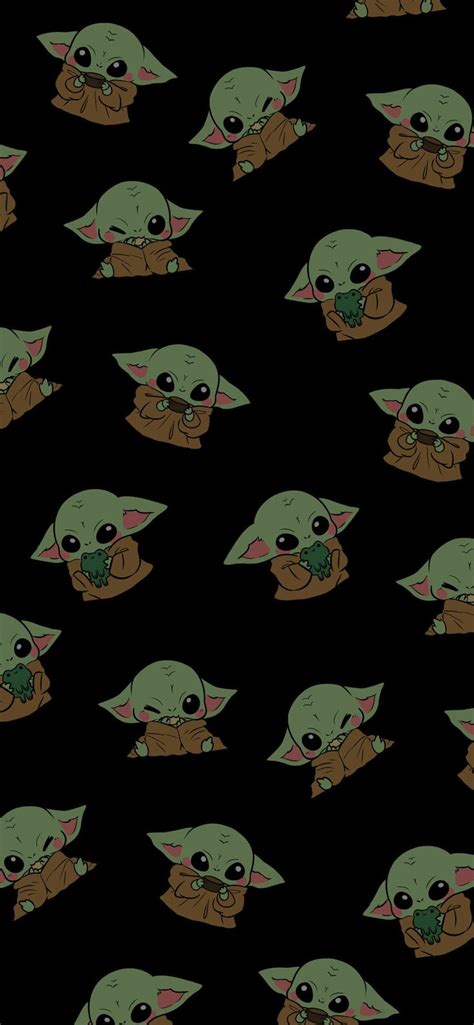 Cute Baby Yoda Black Wallpaper - Pattern Grogu Wallpaper Phone | Yoda ...