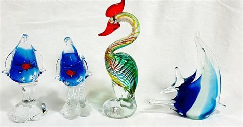 Amazing Lot Of 4 Sea Life Art Glass Sculptures