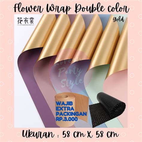 Jual 1 PAK 1 PACK KOREAN KERTAS BUNGA DOUBLE COLOR GOLD FLOWER