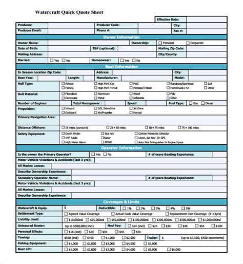 Free Useful Sample Quote Sheet Templates In Pdf Ms Word